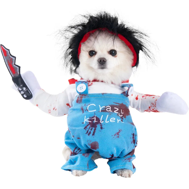 1PCS Halloween Dagger Pet Transformation Dress Festival Funny Knife Holding Dog Clothes Cat Standing Dress Pet Dress Up